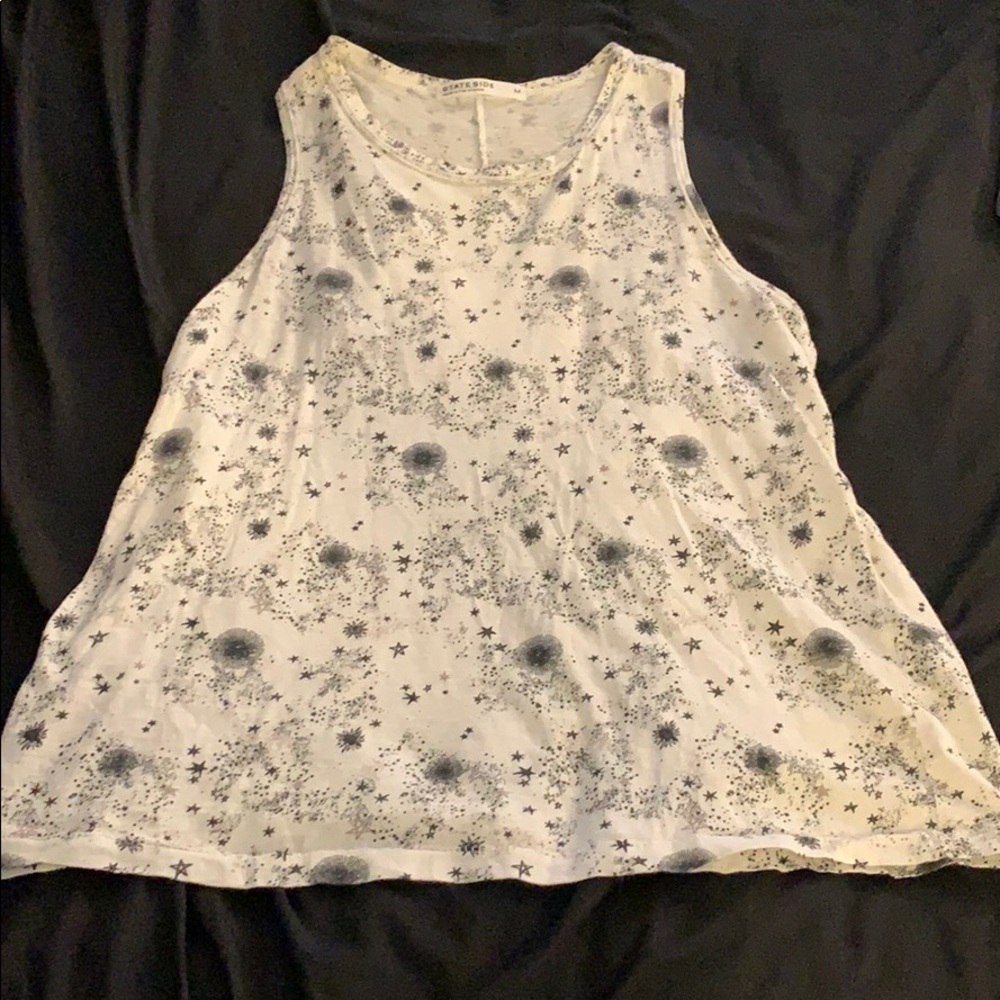 Stateside Tank top White/Black with stars ⭐️